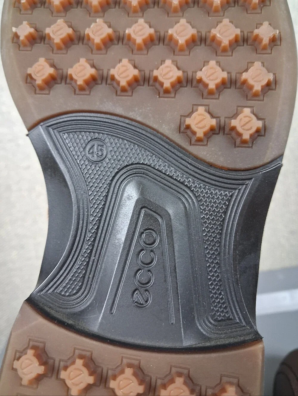 ECCO Tour Hybrid Hydromax Spikeless Golf Shoes EU 45 US 11-11.5 Brown Leather